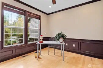 The den is just inside the front door...let's go upstairs