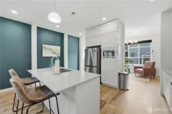 Lounge pictured just beyond the kitchen