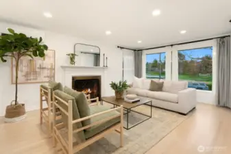 Beautiful living room offers bright and open spaces