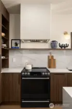 A luxury detached range with a custom hoodvent