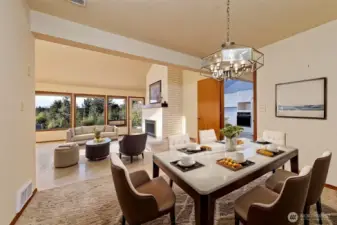 The dining room just off of the kitchen and living room. Virtually Staged