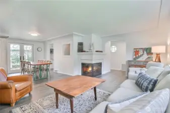 full view of the living room and dining room.
