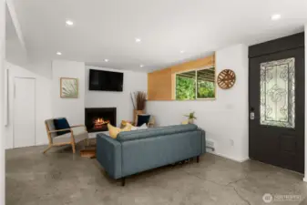 Living area Downstairs, side door from the back of the home
