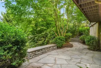 Looking back towards steps leading to this patio.