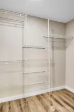 Primary walk in closet.