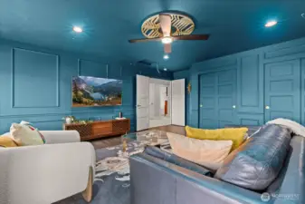 Media room can be used as a large 6th bedroom.