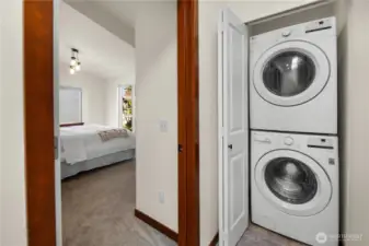 Washer/dryer conveniently located on second level