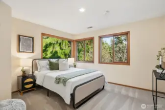 Top floor bedroom spaces are roomy with lots of storage