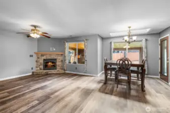 Comfortable, open, and centered around a welcoming fireplace