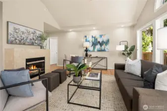 The living room is a bright and inviting gathering space.