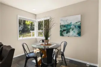Sunlit eating nook off the kitchen.