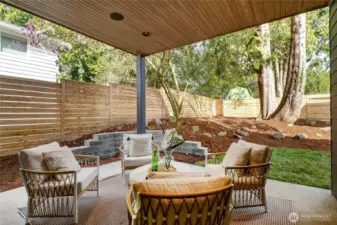 Covered Patio with In-Ceiling Speakers, Private Yard with Mature Landscaping
