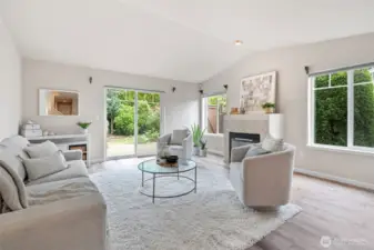 This huge Living Room allows for a multitude of furniture arrangements.