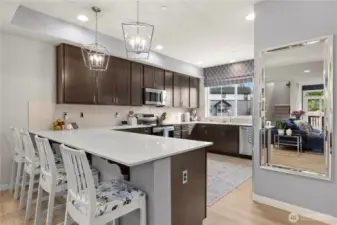 Kitchen with all stainless steel appliances