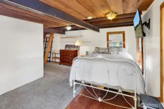 The lower level houses a bedroom and full bathroom