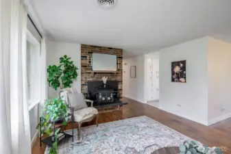 Woodstove insert for seasonal vibes AND heating efficiency.