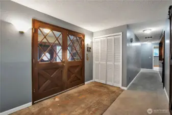 Front entry with brick flooring