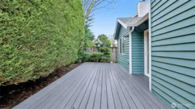 Digitally Stained deck.  Deck will be stained with a very similar color when weather permits or before closing.