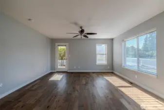 Large windows let in natural afternoon light