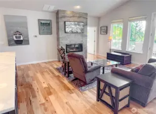 Comfortable, cozy sitting area near the "Heat & Glo" fireplace. Again, the dining area is not in the photo frame, but to the right of the couch.
