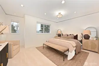 The main house has the classic floor plan of 3 bedrooms and 2 bathrooms upstairs.