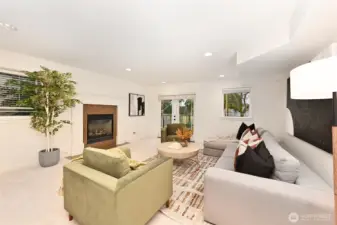 With a gas fireplace.