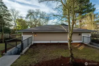 There are 2 doors that lead into the garage.