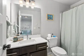 Private bath attached to second bedroom.