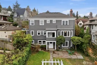 Home looks east to Lake Washington and Cascade Mt. range.