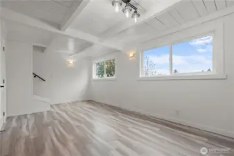 Create this space into a dining area and seating area perfect for entertaining.