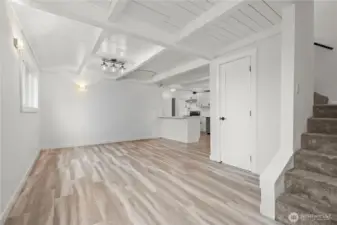 Create this space into a dining area and seating area perfect for entertaining.