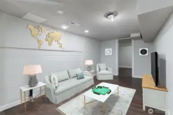Virtually staged lower level