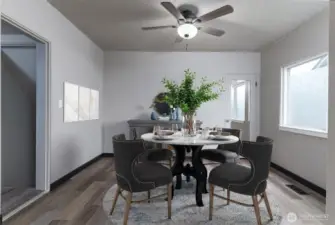 Virtually staged dining room