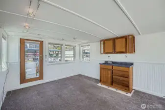 Built in cabinets and sink for what have you...