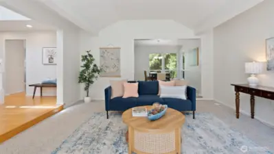 The owners selected high-end carpet and padding for lasting comfort, paired with soft, timeless colors. This room features a satin finish in the elegant shade “Natural Choice.”