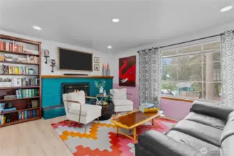 Enjoy this cozy living room with fireplace.