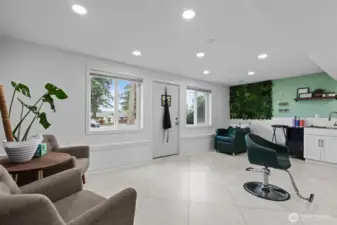 Fully finished basement - currently set up as a hair salon; can easily be converted to residential space and/or make it your own!
