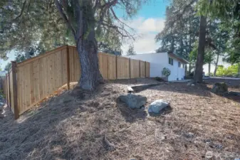 Large lot includes expansive front yard