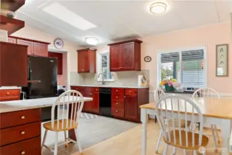 Sunny south facing window in front of kitchen sink.