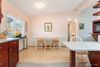 Flows into dining area seamlessly.