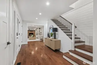 Hardwood floors and new stairs and railings