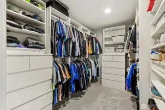 Walkin closet in the primary bedroom