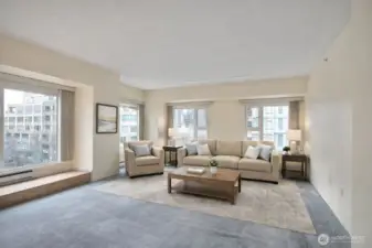 Living room virtually staged