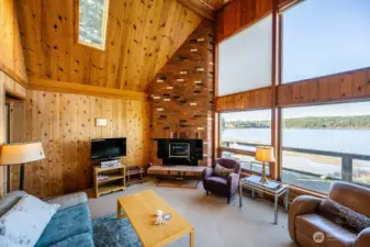 Living area, with floor to ceiling views of Shoal Bay