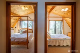 Bedrooms seen from upper level landing