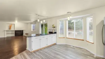 View from the kitchen toward the family room