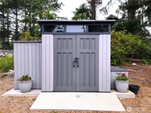 Storage shed on concrete pad....