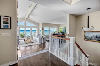 upper level living, dining and kitchen