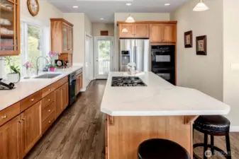 Kitchen with access to another deck to the backyard and BBQ