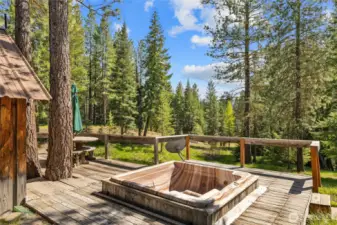 Hot tub stays. It is not operable but would make a nice cool pool for summer!
